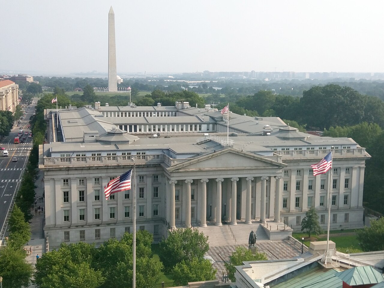 The US Treasury building in Washington, DC